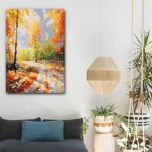 1pcs Framed Forrest Tree Wall Canvas Art Painting, Birch Tree Painting, Abstract Landscape Art, Original Oil Painting Print Poster, Suitable For Country Farmhouse Living Room Kitchen Bedroom Entryway Porch Hotel Apartment Classroom Dormitory Home Office Wall Decor Ready To Hang - Multicolor - View 4