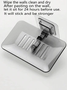 1 包肥皂盒，粘性肥皂架，浴室塑料肥皂盒，卫生纸架，浴室收纳架 - 無色 - 查看 6