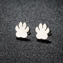 1 对朋克不锈钢耳钉女士日常珠宝女士几何麋鹿燕子芭蕾拼图莲花鸟耳钉可佩戴圣诞珠宝礼物 - 銀色 - 查看 34