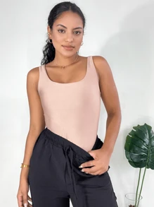 Kit 2 Women's Strappy Bodysuit With Suplex Tank Top And Basic Double Lining - 米色 - 查看 5