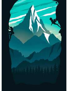 1 件抽象攀岩探险海报和印刷品帆布画山太阳墙壁艺术画适用于客厅家居装饰无框架 - 彩色 - 查看 7