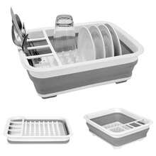 Collapsible Dish Drying Rack Portable Dinnerware Drainer Organizer For Kitchen RV Campers Travel Trailers Space Saving Kitchen Storage Rack Tray - White - View 3