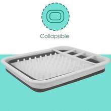 Collapsible Dish Drying Rack Portable Dinnerware Drainer Organizer For Kitchen RV Campers Travel Trailers Space Saving Kitchen Storage Rack Tray - White - View 9