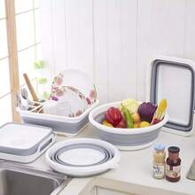Collapsible Dish Drying Rack Portable Dinnerware Drainer Organizer For Kitchen RV Campers Travel Trailers Space Saving Kitchen Storage Rack Tray - White - View 4