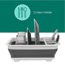 Collapsible Dish Drying Rack Portable Dinnerware Drainer Organizer For Kitchen RV Campers Travel Trailers Space Saving Kitchen Storage Rack Tray - White - View 8
