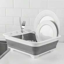 Collapsible Dish Drying Rack Portable Dinnerware Drainer Organizer For Kitchen RV Campers Travel Trailers Space Saving Kitchen Storage Rack Tray - White - View 6