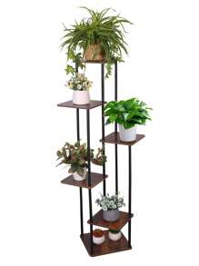 Estantería de metal de 4-6 niveles para plantas, adecuada para diferentes plantas, soporte de macetas de varios niveles para el patio, el jardín, el balcón, la sala de estar, el dormitorio, decoración al aire libre - Negro - Ver 4