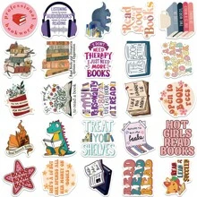 50张卡通阅读贴纸，适用于书籍、Kindle、黑胶唱片、水瓶、吉他、行李箱、手机、笔记本电脑，是绝佳的礼品。 - 彩色 - 查看 4