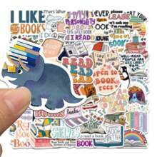 50张卡通阅读贴纸，适用于书籍、Kindle、黑胶唱片、水瓶、吉他、行李箱、手机、笔记本电脑，是绝佳的礼品。 - 彩色 - 查看 6