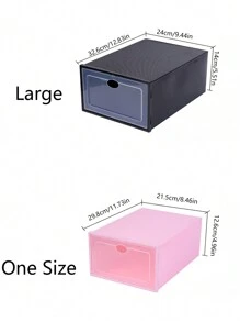 1pc Women's Plastic Transparent PP Thickened Shoe Storage Box, Waterproof Dustproof Drawer-Style Shoe Cabinet Organizer - White - View 8