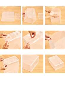 1pc Women's Plastic Transparent PP Thickened Shoe Storage Box, Waterproof Dustproof Drawer-Style Shoe Cabinet Organizer - White - View 5