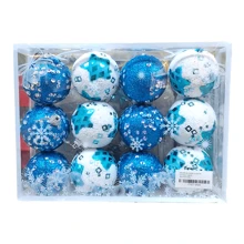 Esfera Navideña color azul y blanco set 12pzs  para arbol de navidad - Azul y blanco - Ver 2