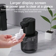 Automatic Foaming Soap Dispenser - USB Rechargeable, 400ml Large Capacity, Wall-Mounted & Tabletop Dual Use, Lead-Free ABS Plastic Material, Suitable For Bathrooms, Kitchens In Homes, Hotels, Schools And Public Places, Essential For Halloween And Christmas! Home Bathroom Decor Fall Decor Back To School - Black - View 2