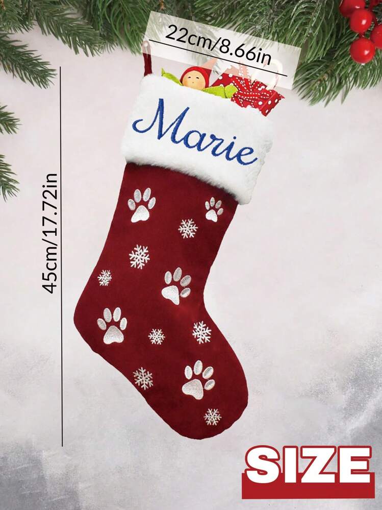 1個 名前刺繍入りクリスマスストッキング、名前入りパーソナライズド