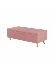 2 Pieces Bedroom Sets Queen Size Upholstered Bed Frame, Modern Corduroy  Storage Ottoman,Pink - 粉紅色+實木+MDF+大床+2件套裝 - 查看 8