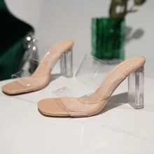 Giày Sandal Nữ Đế Cao Thoải Mái Bền Bán Chạy Nhất Da Mềm Thời Trang Trong Suốt Pha Lê Giày Cao Gót Nữ Dép Nữ Ngoài Trời Đa Năng Phong Cách Công Chúa Gót Cao - Màu be - Xem 1