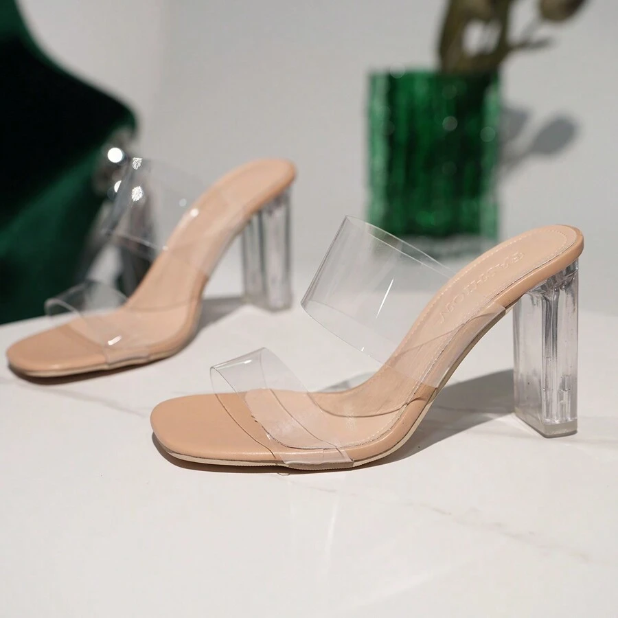 Giày Sandal Nữ Đế Cao Thoải Mái Bền Bán Chạy Nhất Da Mềm Thời Trang Trong Suốt Pha Lê Giày Cao Gót Nữ Dép Nữ Ngoài Trời Đa Năng Phong Cách Công Chúa Gót Cao - Màu be - Xem 1