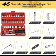 Kit De Herramientas Mecanica 46 Pz Con Desarmador Y Matraca - Rojo - Ver 2