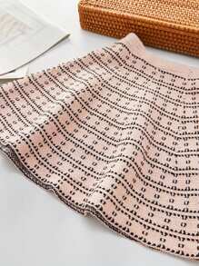 2pcs Young Girls Fashionable Collared Knitted Sweater And Ruched Skirt Set, Autumn/Winter - Pink - View 5