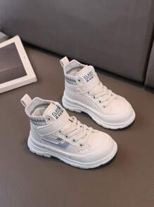 1 Pair Kids Boots, PU Material, Anti-Slip Sole, Hook And Loop Strap