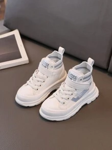 1 Pair Kids Boots, PU Material, Anti-Slip Sole, Hook And Loop Strap