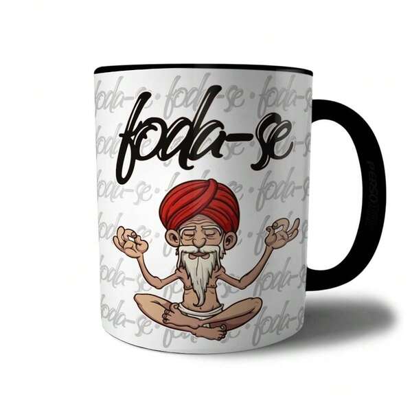 Caneca Você Meme Monge Meditando Ioga - Xícara de Café Cerâmica Guru Karma Engraçada,