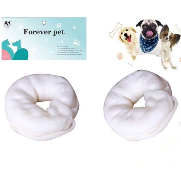 1 Packung mit 1 weißen Hundesnacks, Donut-Kaugummi-Beißstangen aus Rindsleder, langlebig und stark für die Zähne