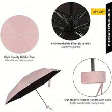 1pc Capsule Umbrella, Black Rubber Sunscreen And Sunshade Umbrella, Compact And Portable UV Resistant Umbrella, Sun Umbrella.