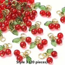 Ciondolo a forma di ciliegia rossa, accessorio dal significato auspicioso, per la creazione di gioielli e artigianato fai-da-te