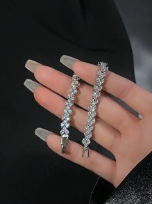 1 pièce Bracelet romain de luxe léger, ensemble de bracelet de luxe haut de gamme avec cœur en zircone et strass, bijoux de mariée