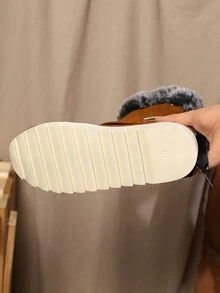 女士厚绒袖口保暖防滑雪地靴 - 咖啡棕 - 查看 8