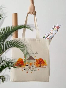 VOESETO 1 件星星镂空秋叶吉尔摩图案手提包单肩包适合旅行日常通勤女士可重复使用的购物袋，送给她的最佳礼物，送给朋友老师姐妹母亲女儿的圣诞礼物 - 米色 - 查看 6