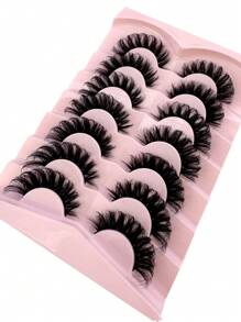 7 对/包 DD 卷曲俄罗斯睫毛 丰盈假睫毛 浓密卷曲蓬松假睫毛 人造 3D 水貂睫毛 猫眼造型 纤细 8D 浓密假睫毛条 眼部提升造型延长 全睫毛条 拉长和丰盈眼角 美容化妆条 睫毛、睫毛、睫毛、假睫毛 - 黑色 - 查看 6