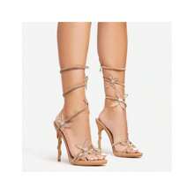 Fantasy Butterfly Detail Wrap Around Strap Stiletto Heels - 銀色 - 查看 9