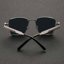 1 Pair Retro Fashion Steampunk Glasses, Silver Square Metal Frame, Sports & Outdoor Eyewear Beach Accessories Glasses Shades Looks Street Style And Suit For Sweater Jacket Sweatshirt Hoodie Leather Pants And Cargo Pants For Summer Beach Vacation,Outdoor,Travel - Silver - View 5
