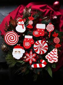 12 件 - 圣诞树装饰 PVC 红色圣诞拐杖糖棒棒糖装饰圣诞挂件生日派对装饰工艺品节日圣诞树派对（可爱风格） - 紅色 - 查看 5