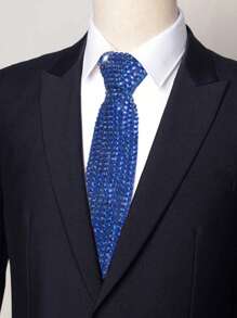 Gravata masculina com strass e glitter, ótima para casamentos, festas, fantasias e gravatas com lantejoulas e glitter (cor prata/AB/vermelho/azul)