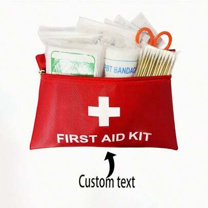 Customized Text Printed Portable First Aid Kit, Epidemic Prevention Health Pack, Household Survival Kit, Outdoor Emergency Mini Medicine Bag, Medical Storage Pouch (Without Accessories And First Aid Tools)