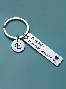 Drive I Need You Here With Me 钥匙扣字母表首字母不锈钢钥匙链环礼物送给他/她男朋友/丈夫情人节