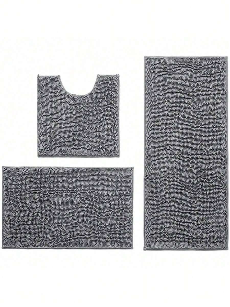 Bubble Kiss Bath Mat Soft Fluffy Rug ThreePiece Chenille Floor Mat