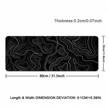 Topographic Contour Gaming Mouse Pad Large XXL Long Extended Pads Big Mousepad Keyboard Black Mouse Mat Desk Pad With 2mm Non-Slip Base And Stitched Edge For Gaming Office Home