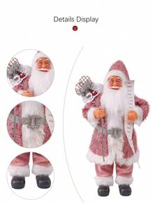 1 件粉色坐立圣诞老人雕像圣诞人物装饰悬挂圣诞树装饰品圣诞老人收藏品、雪橇圣诞老人、送礼圣诞老人、滑雪圣诞老人 - 粉色 - 查看 3