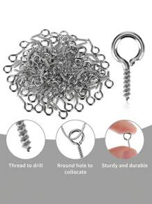 100/200/300/500 Stücke Mini Schraubösenstifte, 10x5mm - ideal für Schmuck, Korkflaschen und Harz Handwerk, DIY Schmuckzubehör, Edelstahl Schraubösenstifte für handgemachte Handwerke, Perlenanhänger, Schlüsselanhänger, Charm, DIY Bastelbedarf