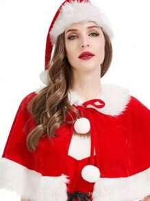 1 件圣诞斗篷化妆舞会披风，成人红色斗篷服装 - 紅色 - 查看 4