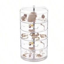 1 Stück drehbarer Schmuckaufbewahrungskasten, transparenter Kasten für Ohrringe, Haarclips, Haarband Accessoires, geeignet für Accessoires & Schmuck zum Schulbeginn