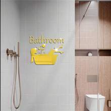 DIY Acrylic Mirror Enjoy Life Pattern And Bathroom Letter Sign - Self-Adhesive Wall Sticker, Suitable For Home And Bathroom Decor, Easy Installation Small Mirror Wall Decor Bath Rug Floor Carpet Fall Decor Bathroom Accessories