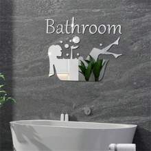 DIY Acrylic Mirror Enjoy Life Pattern And Bathroom Letter Sign - Self-Adhesive Wall Sticker, Suitable For Home And Bathroom Decor, Easy Installation Small Mirror Wall Decor Bath Rug Floor Carpet Fall Decor Bathroom Accessories
