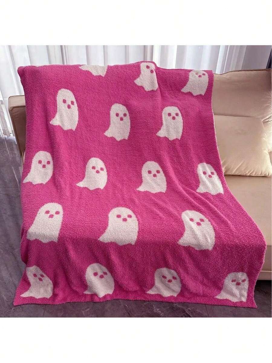 Half Velvet Blanket Ghost Blanket Knitted - 粉色 - 查看 1