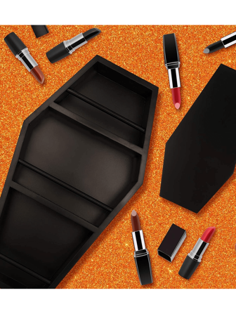 Coffin-Shaped Wooden Shelf - Multi-Purpose Gothic Wall Decor & Crystal Display, Classic Wood Storage Organizer For Makeup