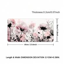 1pc Pink Floral Teal Mouse Pad Washable Boho Flowers Gaming Mousepad Non-Slip Rubber Base Mouse Pads For Office Laptop